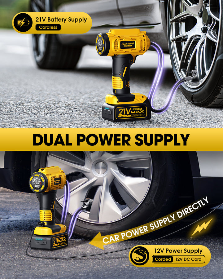 KeenPower Cordless Tire Inflator Portable Air Compressor w/ Large Screen & Smart Modes