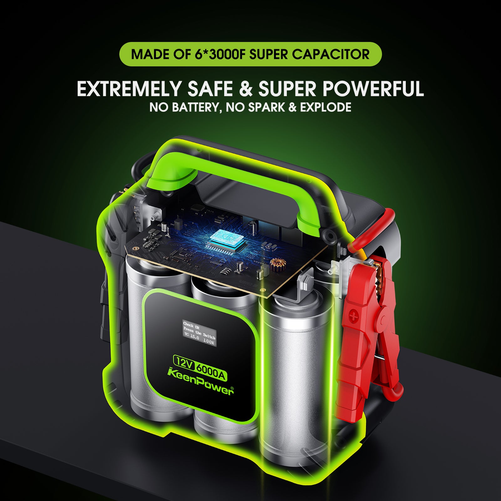 KeenPower 6000A Super Capacitor Jump Starter 12V Car Battery Booster J