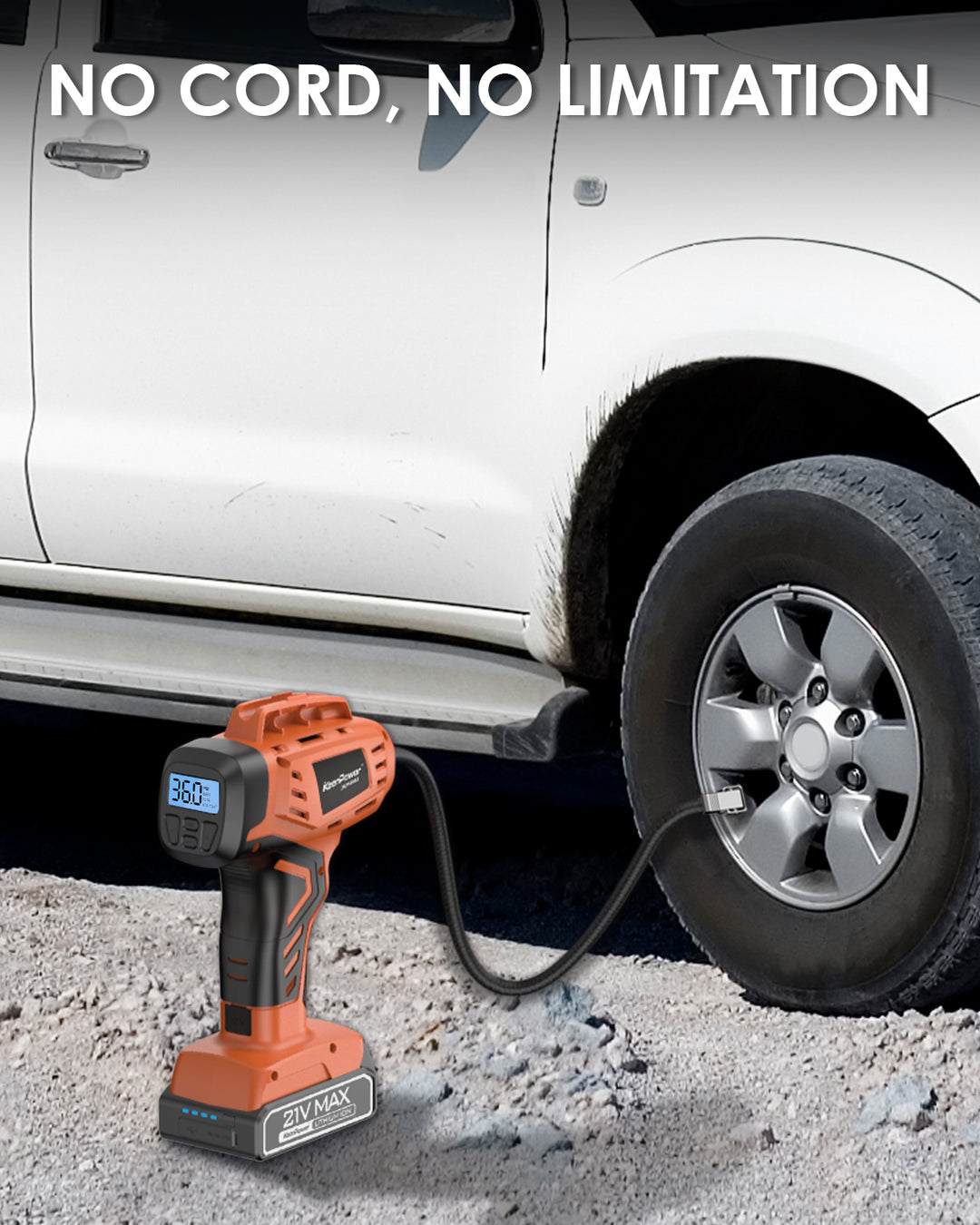 KeenPower Handheld Tire Inflator Portable Air Compressor, Car Tire Pump