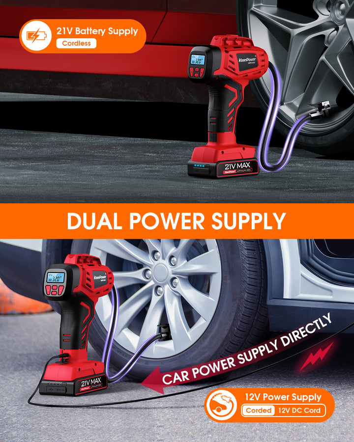 KeenPower Digital Tire Inflator Portable Air Compressor w/4+N Smart Modes