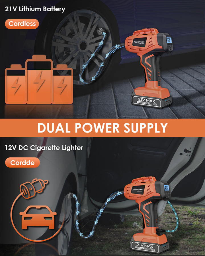 KeenPower Handheld Tire Inflator Portable Air Compressor, Car Tire Pump