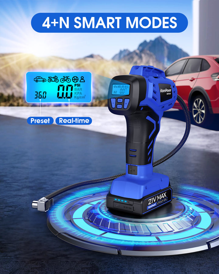 KeenPower Smart Tire Inflator Portable Air Compressor w/4+N Smart Modes