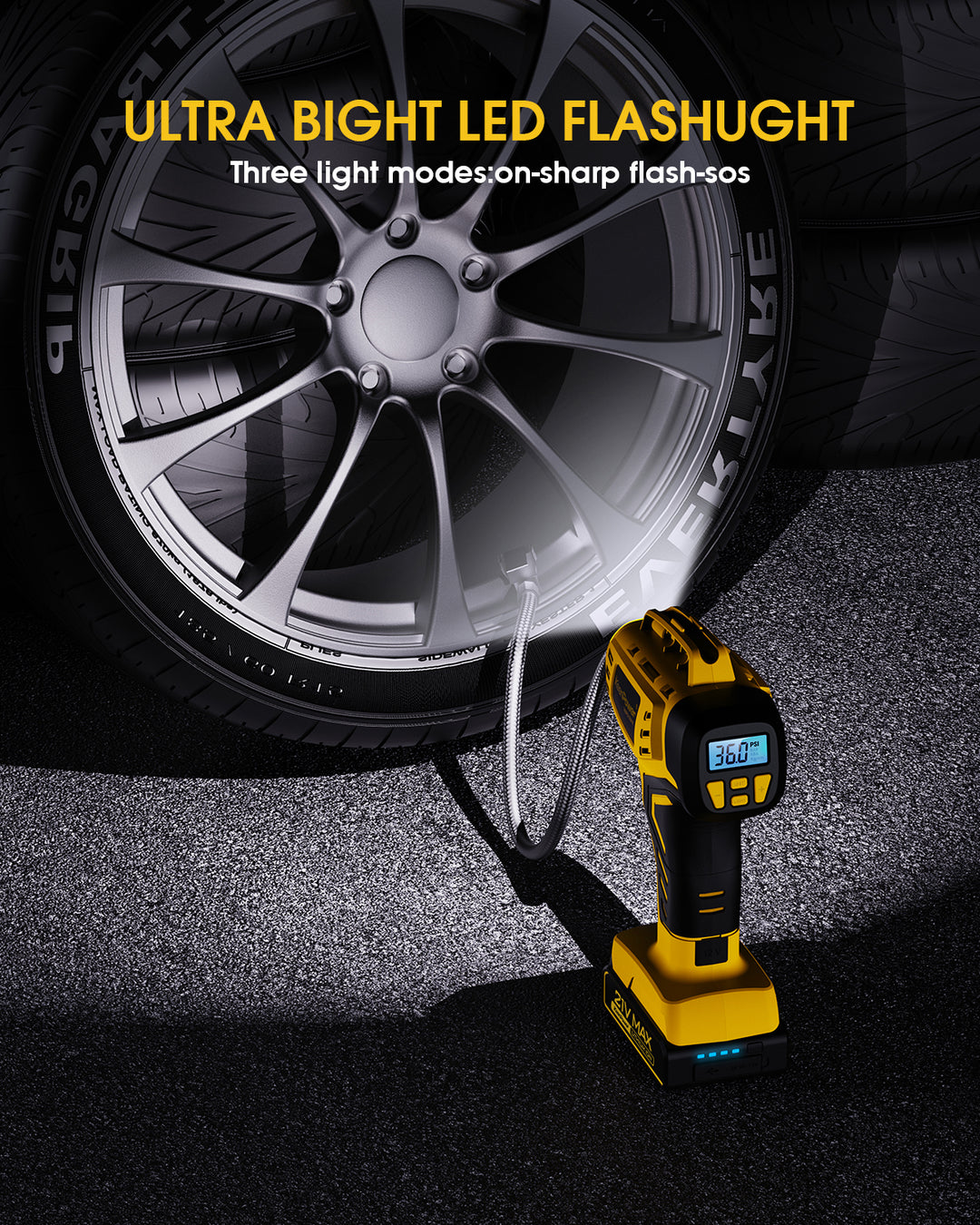 KeenPower 2X Faster Tire Inflator Portable Air Compressor w/Dual Power Supply Modes